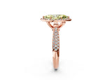 Rose gold Fancy Yellow Marquise Cut Halo Diamond Ring with Pavé Band_2