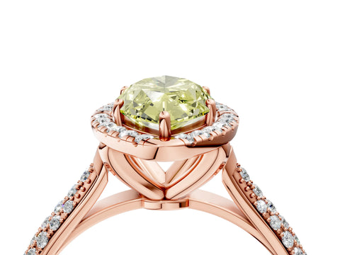 Rose gold Fancy Yellow Marquise Cut Halo Diamond Ring with Pavé Band_4