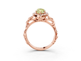 Rose gold Fancy Yellow Marquise  Cut Halo Diamond Ring with Scrollwork Band and Four-Prong Setting_3