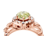 Rose gold Fancy Yellow Marquise  Cut Halo Diamond Ring with Scrollwork Band and Four-Prong Setting_4