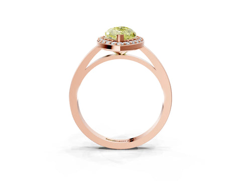 Rose gold Fancy Yellow Marquise Cut Halo Diamond Ring with Solitaire Band and Prong Setting_3