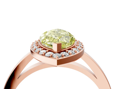 Rose gold Fancy Yellow Marquise Cut Halo Diamond Ring with Solitaire Band and Prong Setting_4
