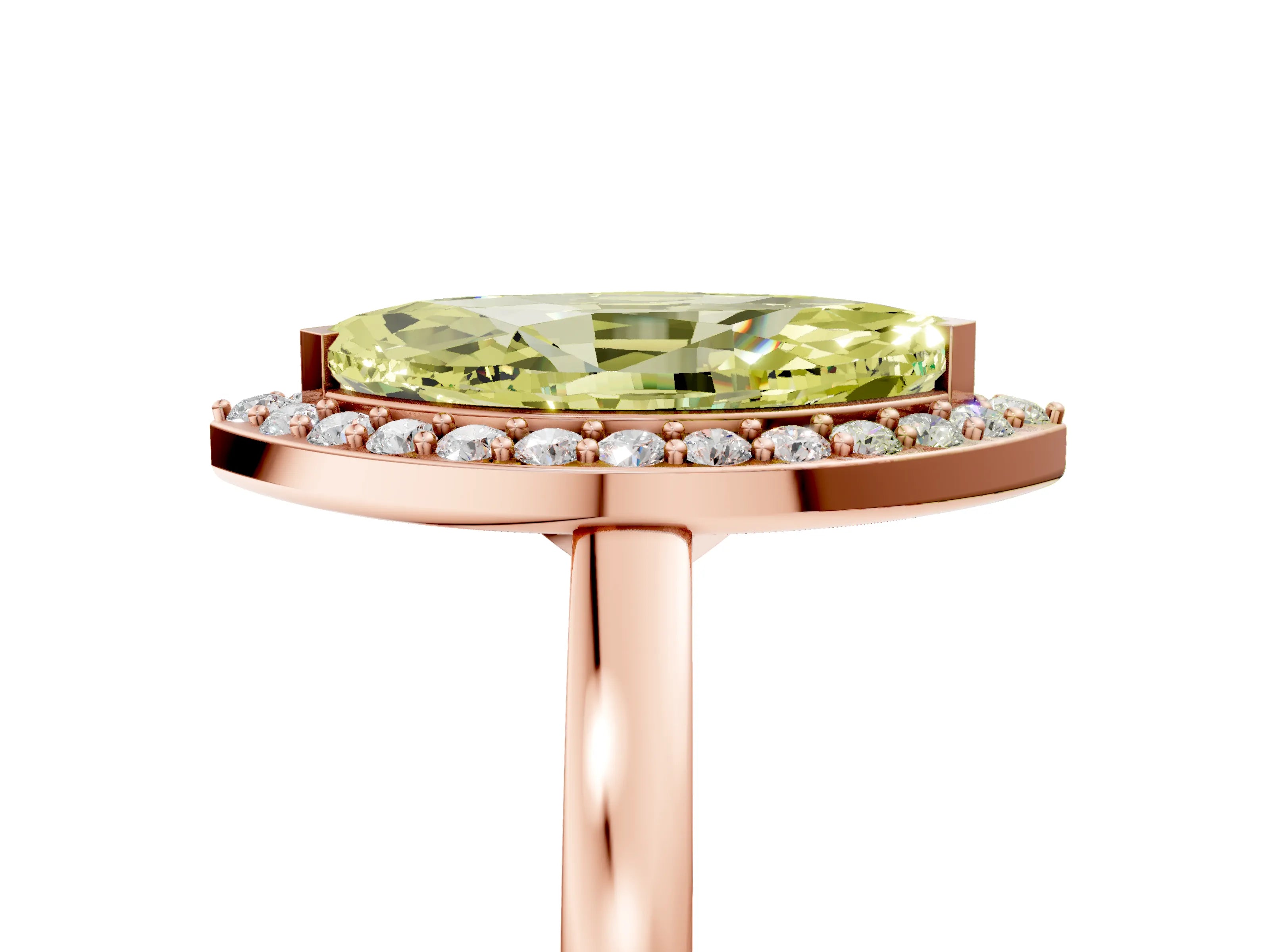 Rose gold Fancy Yellow Marquise Cut Halo Diamond Ring with Solitaire Band and Prong Setting_5