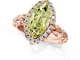 Rose gold Fancy Yellow Marquise Cut Halo Diamond Solitaire with Filigree Band and Four-Prong Setting_1