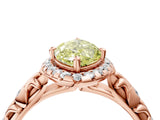Rose gold Fancy Yellow Marquise Cut Halo Diamond Solitaire with Filigree Band and Four-Prong Setting_4