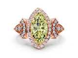 Rose gold Fancy Yellow Marquise Cut Halo Diamond Split Shank Engagement Ring with Four-Prong Setting