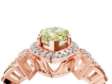 Rose gold Fancy Yellow Marquise Cut Halo Diamond Split Shank Engagement Ring with Four-Prong Setting_4