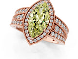 Rose gold Fancy Yellow Marquise Cut Halo Diamond Split Shank Ring with Prong Setting_1