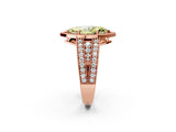 Rose gold Fancy Yellow Marquise Cut Halo Diamond Split Shank Ring with Prong Setting_2