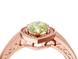 Rose gold Fancy Yellow Marquise Cut Halo Diamond Split Shank Ring with Prong Setting_4