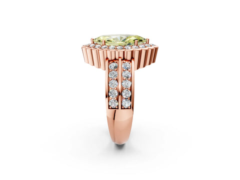 Rose gold Fancy Yellow Marquise Cut Halo Diamond Split Shank Ring with Scalloped Prong Setting_2