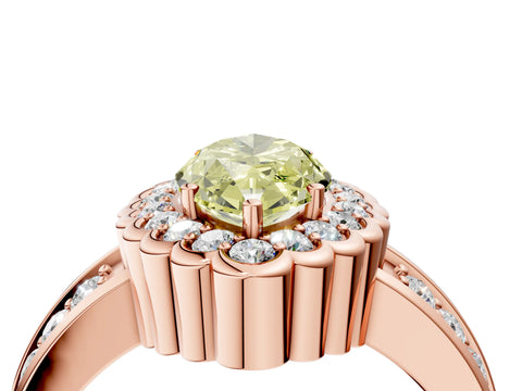 Rose gold Fancy Yellow Marquise Cut Halo Diamond Split Shank Ring with Scalloped Prong Setting_4