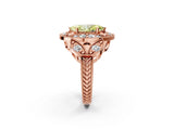 Rose gold Fancy Yellow Marquise Cut Halo Milgrain Diamond Engagement Ring with Leaf Band and Four-Prong Setting_2