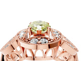 Rose gold Fancy Yellow Marquise Cut Halo Milgrain Diamond Engagement Ring with Leaf Band and Four-Prong Setting_4
