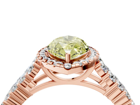 Rose gold Fancy Yellow Marquise Cut Halo Pavé Diamond Engagement Ring with Split Shank and Four-Prong Setting_7