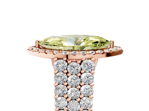 Rose gold Fancy Yellow Marquise Cut Halo Pavé Diamond Engagement Ring with Split Shank and Four-Prong Setting_8