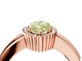 Rose gold Fancy Yellow Marquise  Cut Halo Pave Band Four-Prong Ring_34