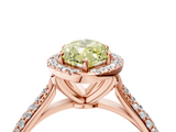 Rose gold Fancy Yellow Marquise  Cut Halo Pave Band Four-Prong Setting Ring_4