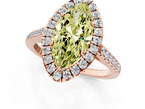 Rose gold Fancy Yellow Marquise Cut Halo Pave Diamond Engagement Ring with Four-Prong Setting_1