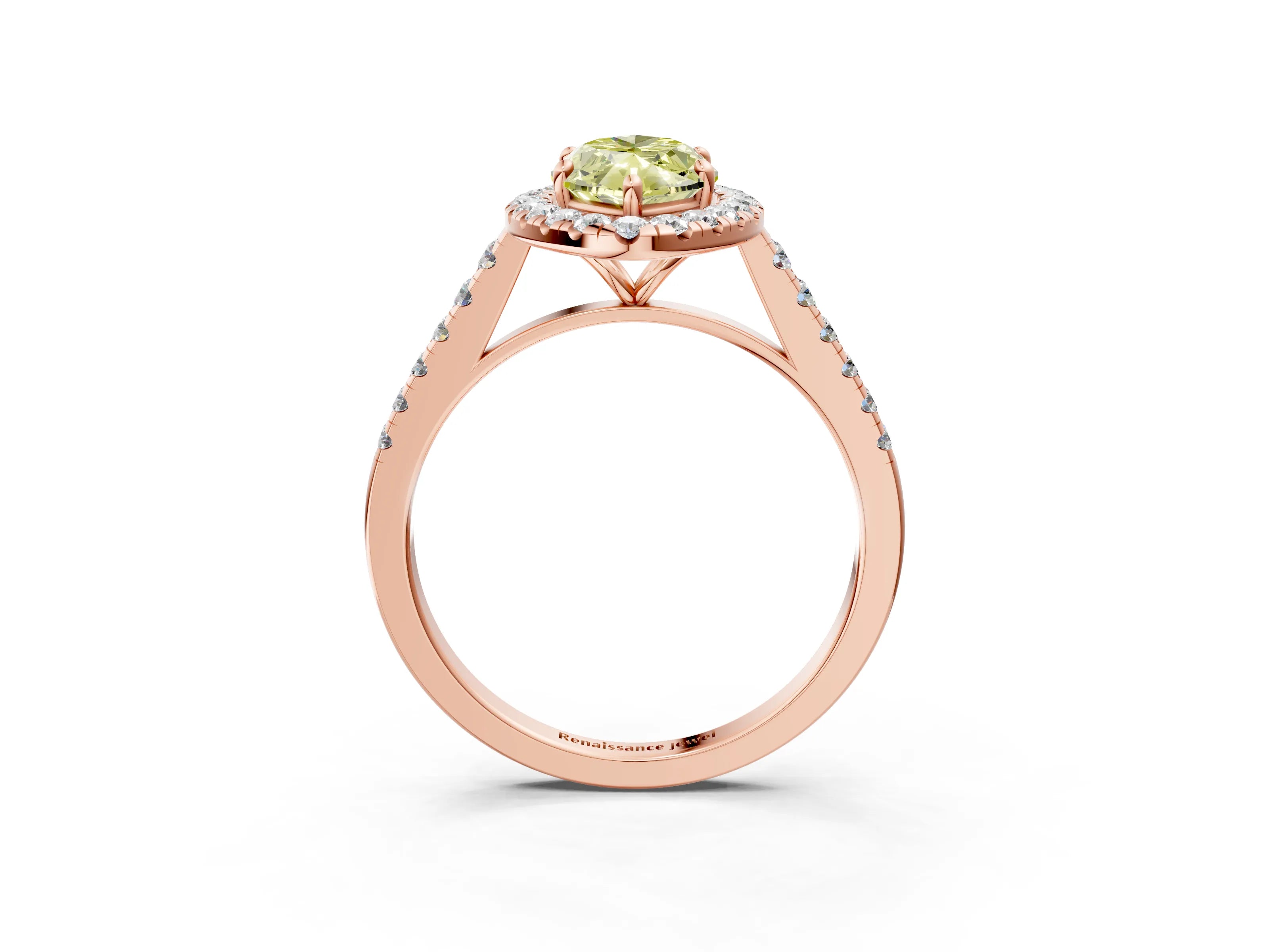 Rose gold Fancy Yellow Marquise Cut Halo Pave Diamond Engagement Ring with Four-Prong Setting_3