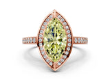 Rose gold Fancy Yellow Marquise  Cut Halo Pave Split Shank Prong Setting Ring_32