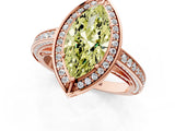 Rose gold Fancy Yellow Marquise  Cut Halo Pave Split Shank Prong Setting Ring_33
