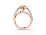Rose gold Fancy Yellow Marquise  Cut Halo Pave Split Shank Prong Setting Ring_35