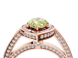 Rose gold Fancy Yellow Marquise  Cut Halo Pave Split Shank Prong Setting Ring_36