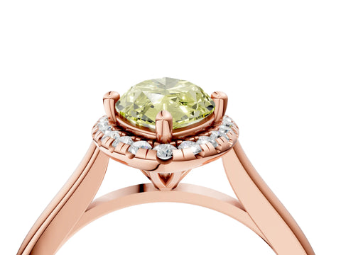 Rose gold Fancy Yellow Marquise Cut Halo Round Diamond Solitaire Engagement Ring with Pave Band and Four-Prong Setting_16