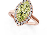 Rose gold Fancy Yellow Marquise Cut Halo Round Diamond Solitaire Ring with Pavé Band and Four-Prong Setting_1