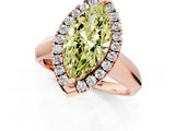 Rose gold Fancy Yellow Marquise  Cut Halo Solitaire Engagement Ring with Square Band and Four-Prong Setting_67