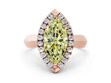 Rose gold Fancy Yellow Marquise  Cut Halo Solitaire Engagement Ring with Square Band and Four-Prong Setting_78