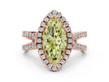 Rose gold Fancy Yellow Marquise  Cut Halo Split Shank Pave Set Ring