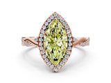 Rose gold Fancy Yellow Marquise Cut Halo Twist Band with Four-Prong Setting_12