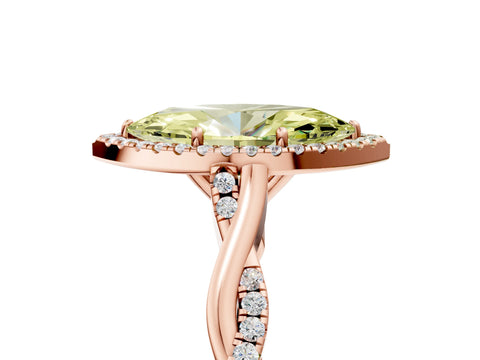 Rose gold Fancy Yellow Marquise Cut Halo Twist Band with Four-Prong Setting_5