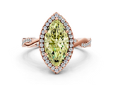 Rose gold Fancy Yellow Marquise  Cut Halo Twisted Band Four-Prong Ring