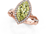 Rose gold Fancy Yellow Marquise  Cut Halo Twisted Band Four-Prong Ring_1