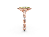 Rose gold Fancy Yellow Marquise  Cut Halo Twisted Band Four-Prong Ring_2