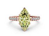Rose gold Fancy Yellow Marquise  Cut Pavé Band Solitaire Ring with Four-Prong Setting