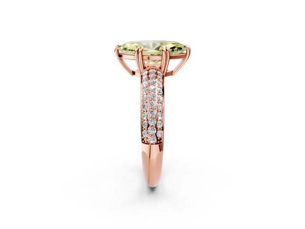 Rose gold Fancy Yellow Marquise  Cut Pave Diamond Engagement Ring with Channel Set Band and Four-Prong Setting