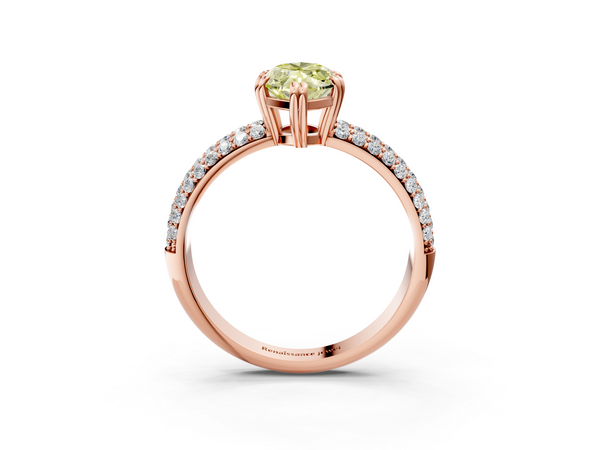 Rose gold Fancy Yellow Marquise  Cut Pave Diamond Engagement Ring with Channel Set Band and Four-Prong Setting