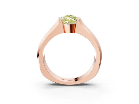 Rose gold Fancy Yellow Marquise Cut Solitaire Bezel Set Diamond Ring with Wide Band_3