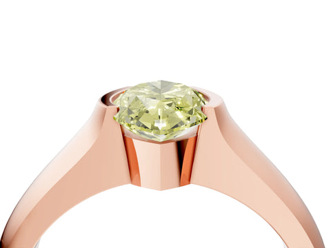 Rose gold Fancy Yellow Marquise Cut Solitaire Bezel Set Diamond Ring with Wide Band_4