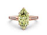 Rose gold Fancy Yellow Marquise Cut Solitaire Cathedral Diamond Engagement Ring with Channel-Set Band and Four-Prong Setting_3