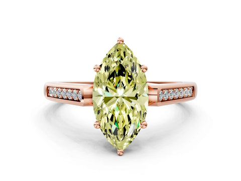 Rose gold Fancy Yellow Marquise Cut Solitaire Cathedral Diamond Engagement Ring with Channel-Set Band and Four-Prong Setting_3