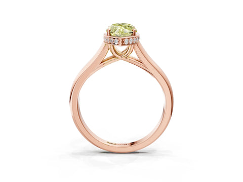 Rose gold Fancy Yellow Marquise Cut Solitaire Diamond Engagement Ring with Four-Prong Setting and Tapered Band_3