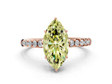 Rose gold Fancy Yellow Marquise Cut Solitaire Diamond Engagement Ring with Pavé Band and Six-Prong Setting_12