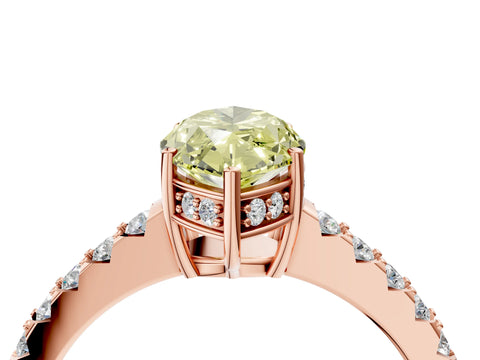 Rose gold Fancy Yellow Marquise Cut Solitaire Diamond Engagement Ring with Pavé Band and Six-Prong Setting_16