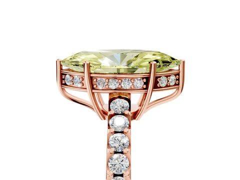Rose gold Fancy Yellow Marquise Cut Solitaire Diamond Engagement Ring with Pavé Band and Six-Prong Setting_17