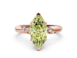 Rose gold Fancy Yellow Marquise Cut Solitaire Diamond Engagement Ring with Twisted Pave Band and Four-Prong Setting_3